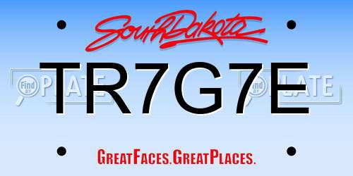 TR7G7E South Dakota License Plate