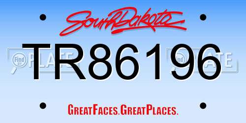 TR86196 South Dakota License Plate