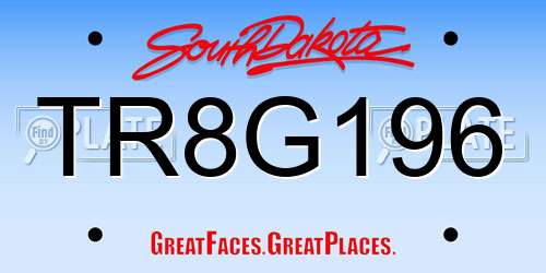 TR8G196 South Dakota License Plate