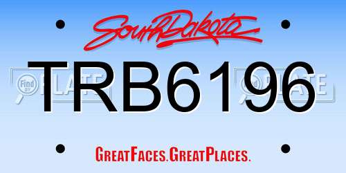TRB6196 South Dakota License Plate