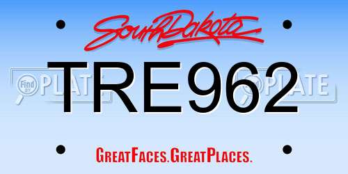 TRE962 South Dakota License Plate