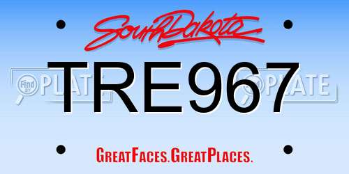 TRE967 South Dakota License Plate