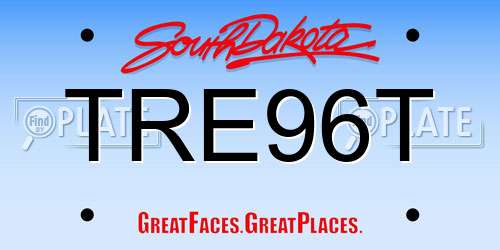 TRE96T South Dakota License Plate