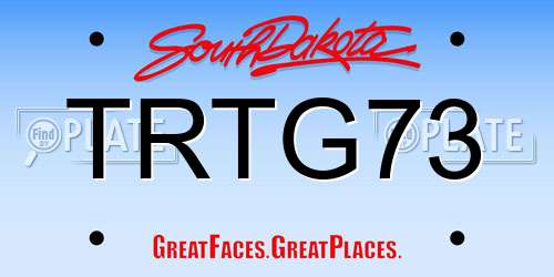 TRTG73 South Dakota License Plate