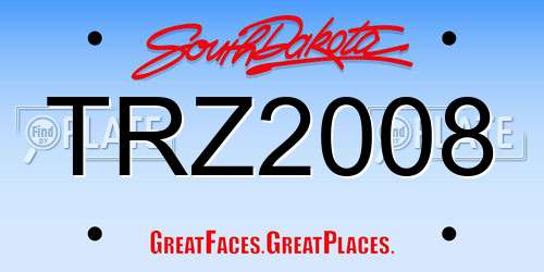 TRZ2008 South Dakota License Plate