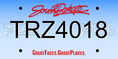 TRZ4018 South Dakota License Plate