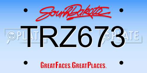 TRZ673 South Dakota License Plate