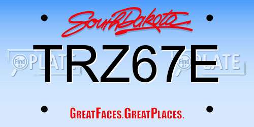 TRZ67E South Dakota License Plate