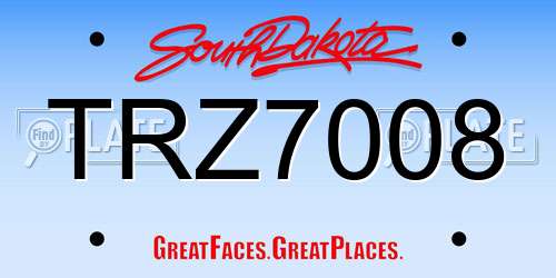 TRZ7008 South Dakota License Plate