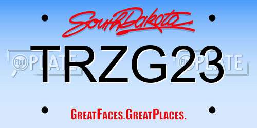 TRZG23 South Dakota License Plate