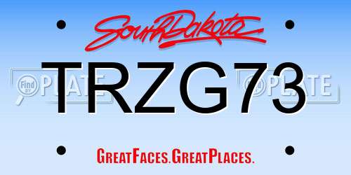 TRZG73 South Dakota License Plate