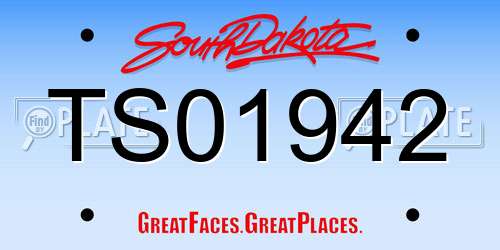 TS01942 South Dakota License Plate