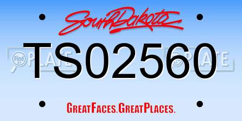 TS02560 South Dakota License Plate