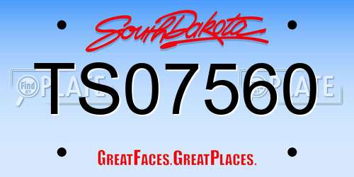 TS07560 South Dakota License Plate