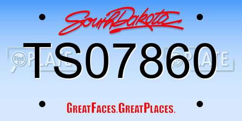 TS07860 South Dakota License Plate