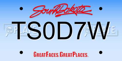 TS0D7W South Dakota License Plate