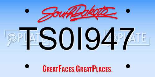 TS0I947 South Dakota License Plate