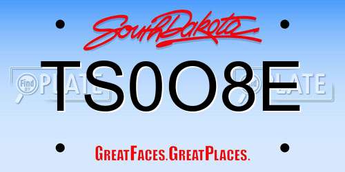 TS0O8E South Dakota License Plate