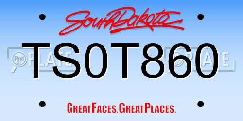 TS0T860 South Dakota License Plate