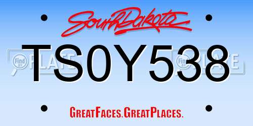 TS0Y538 South Dakota License Plate