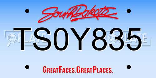 TS0Y835 South Dakota License Plate