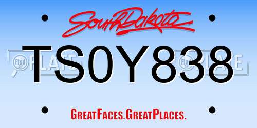 TS0Y838 South Dakota License Plate