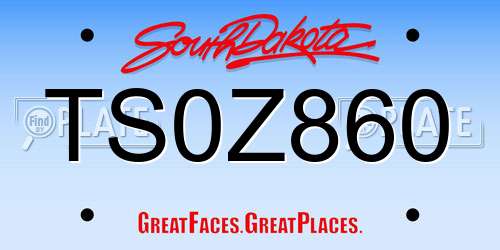 TS0Z860 South Dakota License Plate