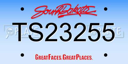 TS23255 South Dakota License Plate