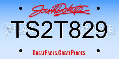 TS2T829 South Dakota License Plate