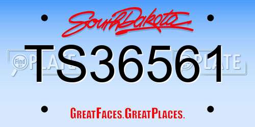 TS36561 South Dakota License Plate