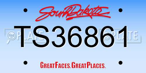 TS36861 South Dakota License Plate
