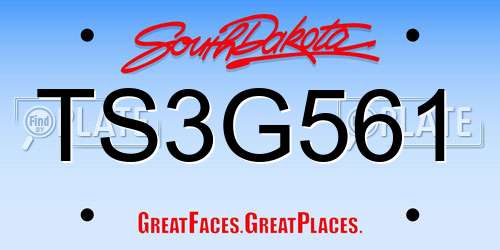 TS3G561 South Dakota License Plate