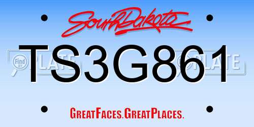 TS3G861 South Dakota License Plate