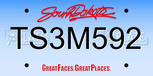 TS3M592 South Dakota License Plate