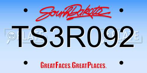 TS3R092 South Dakota License Plate