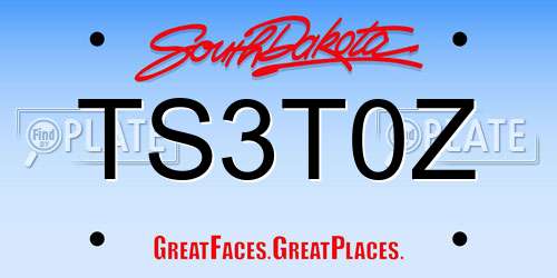 TS3T0Z South Dakota License Plate