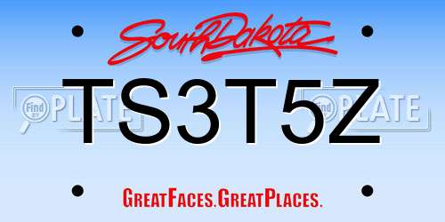 TS3T5Z South Dakota License Plate