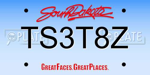 TS3T8Z South Dakota License Plate