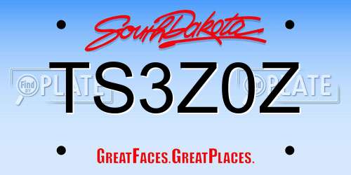 TS3Z0Z South Dakota License Plate