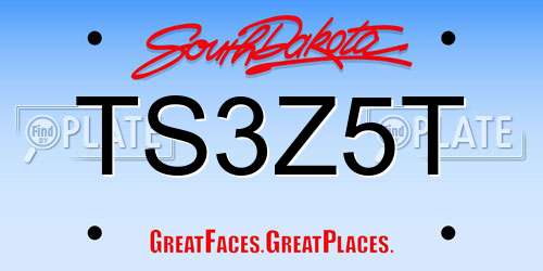 TS3Z5T South Dakota License Plate