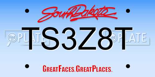 TS3Z8T South Dakota License Plate
