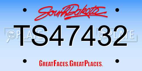TS47432 South Dakota License Plate
