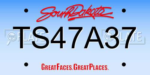TS47A37 South Dakota License Plate