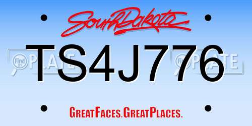 TS4J776 South Dakota License Plate