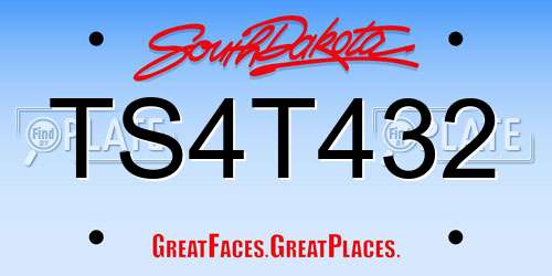 TS4T432 South Dakota License Plate