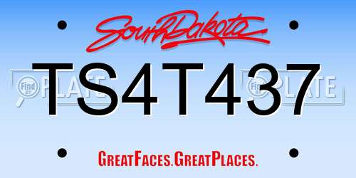 TS4T437 South Dakota License Plate