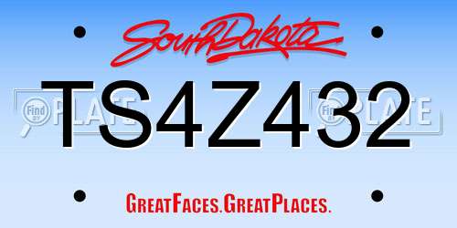 TS4Z432 South Dakota License Plate