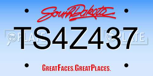 TS4Z437 South Dakota License Plate