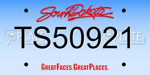 TS50921 South Dakota License Plate