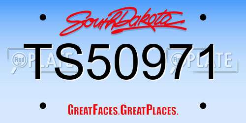 TS50971 South Dakota License Plate